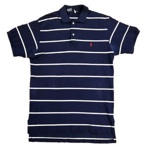 POLO by Ralph Lauren Navy Blue & White Stripes Polo Shirt